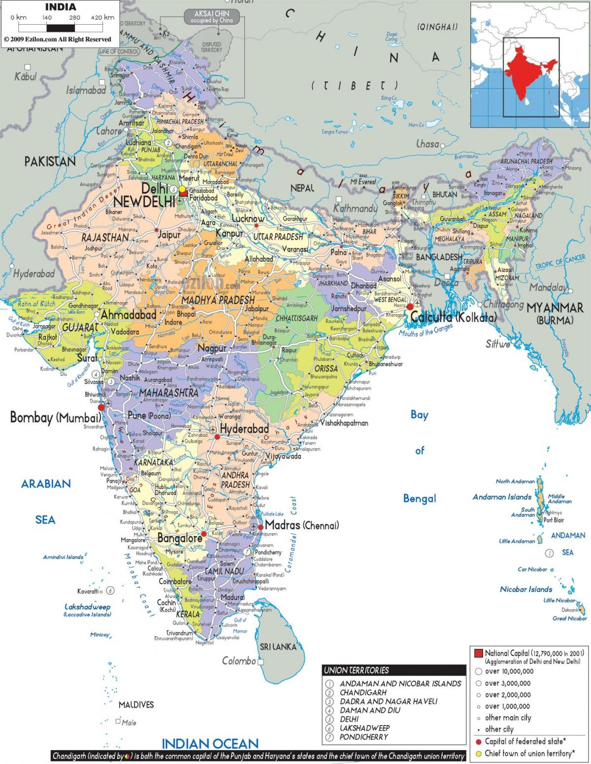 Grote kaart van India