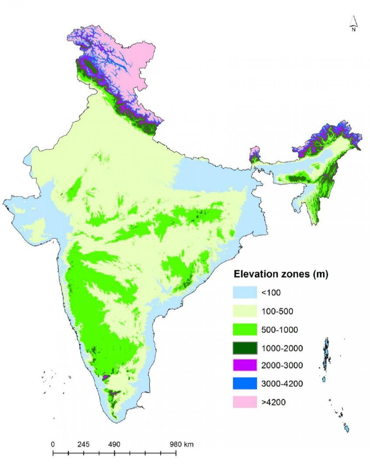 Indiase hoogtekaart