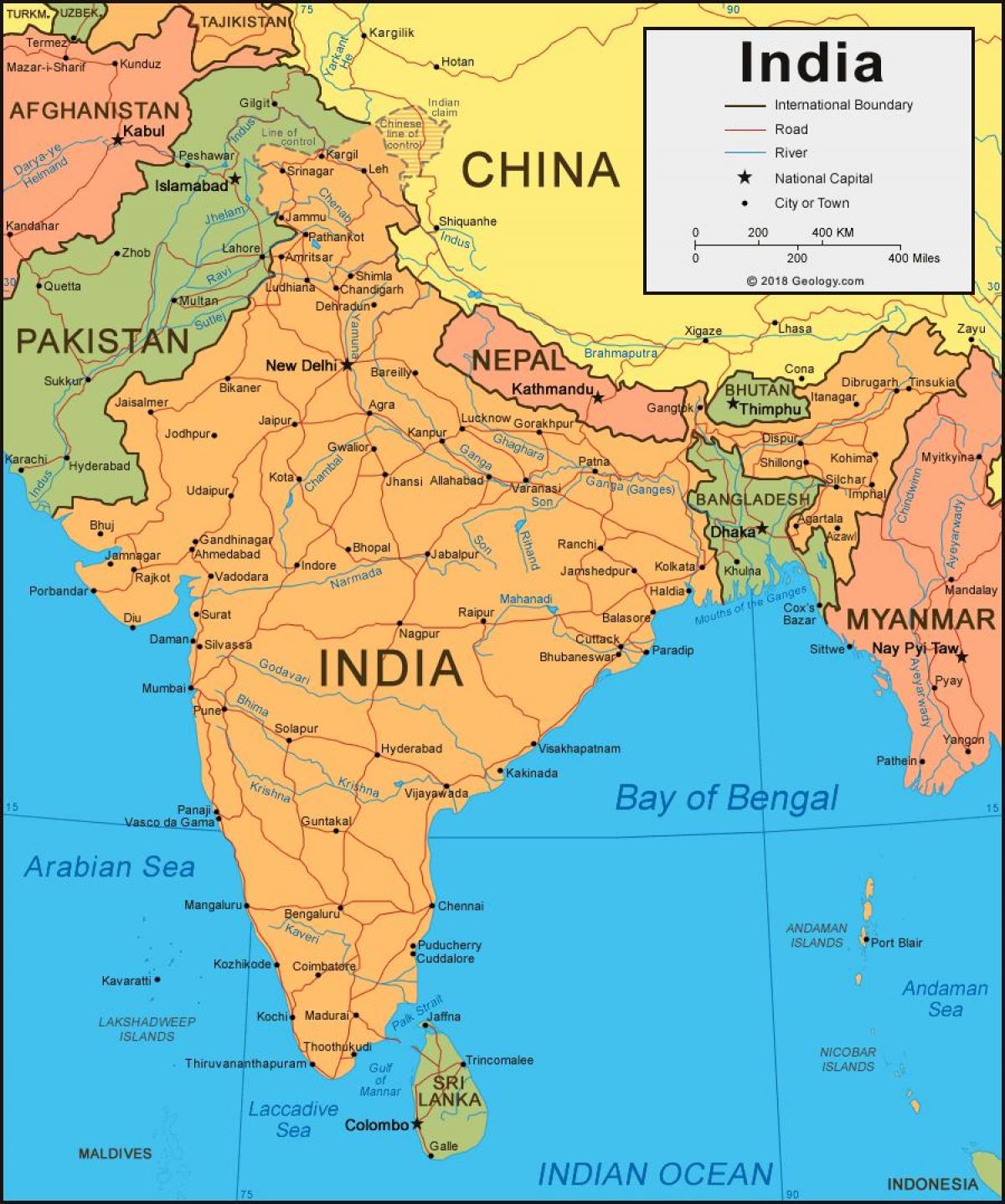 India op een kaart