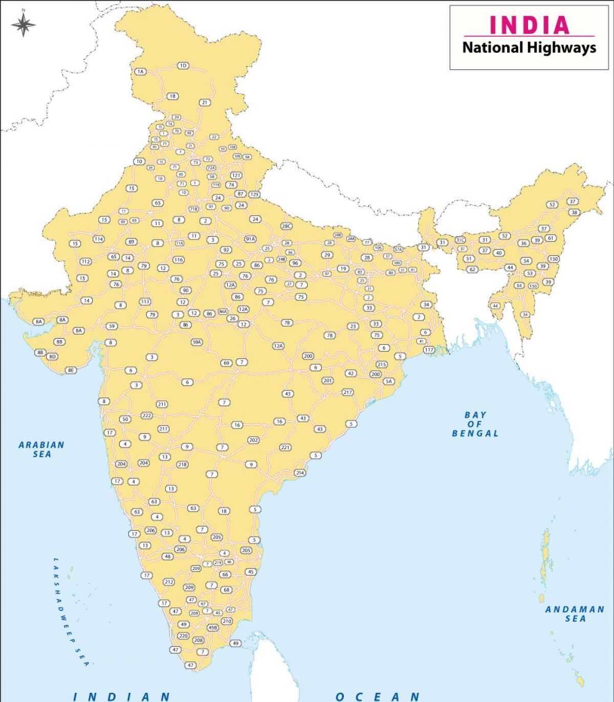 Snelwegkaart van India