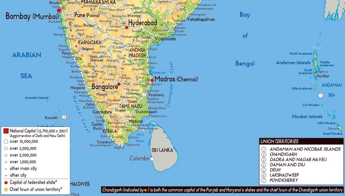 Zuid-India-kaart